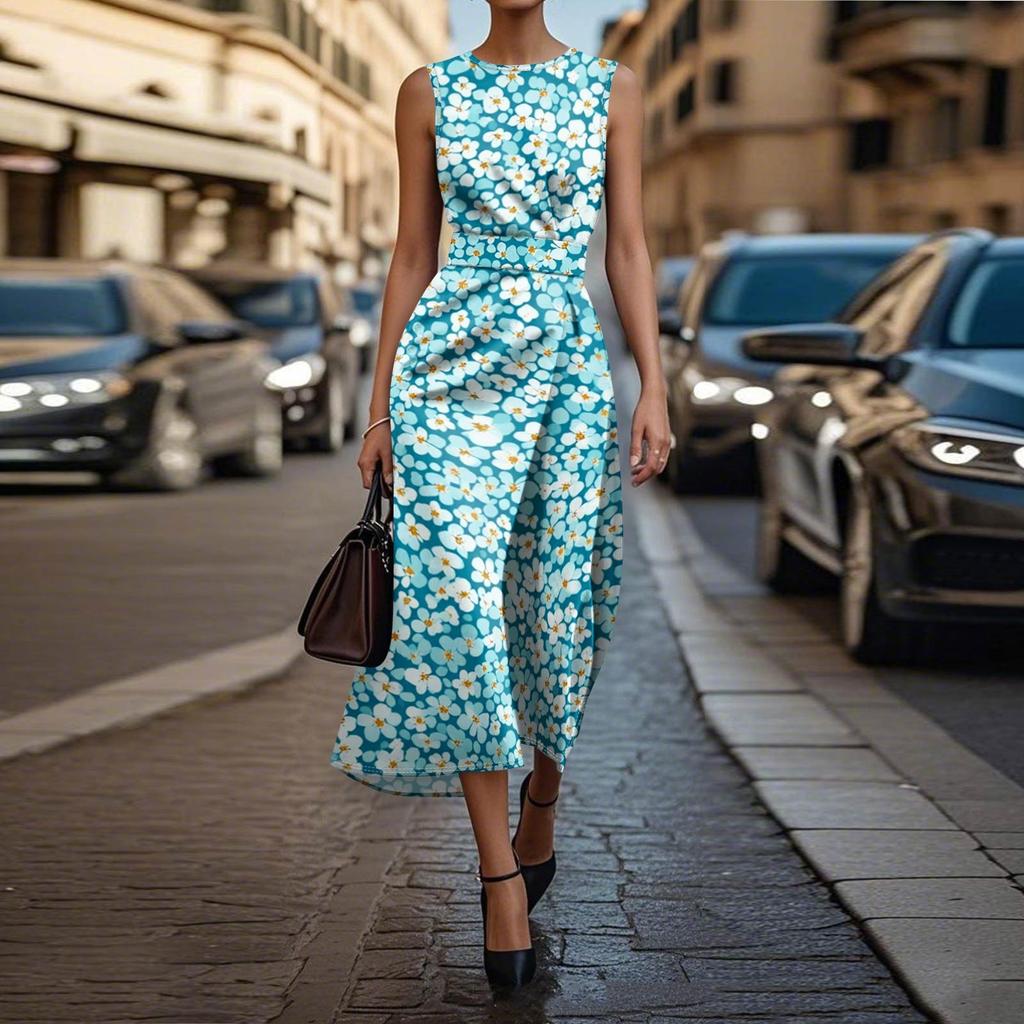 Abito Boho Senza Maniche Da Donna Casual Vestibilità Ampia Abito Estivo Stampato