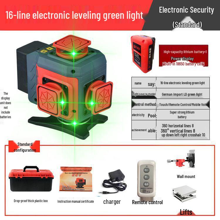 Anping Super Bright Green Light Laser Level with 8/12/16 Lines, High Precision & Automatic Leveling