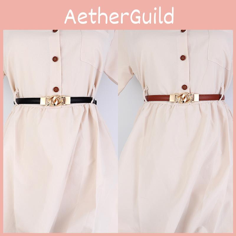 Womens Pu Slim Leather Belt With Five Links Pullout Design For Summer Fashion