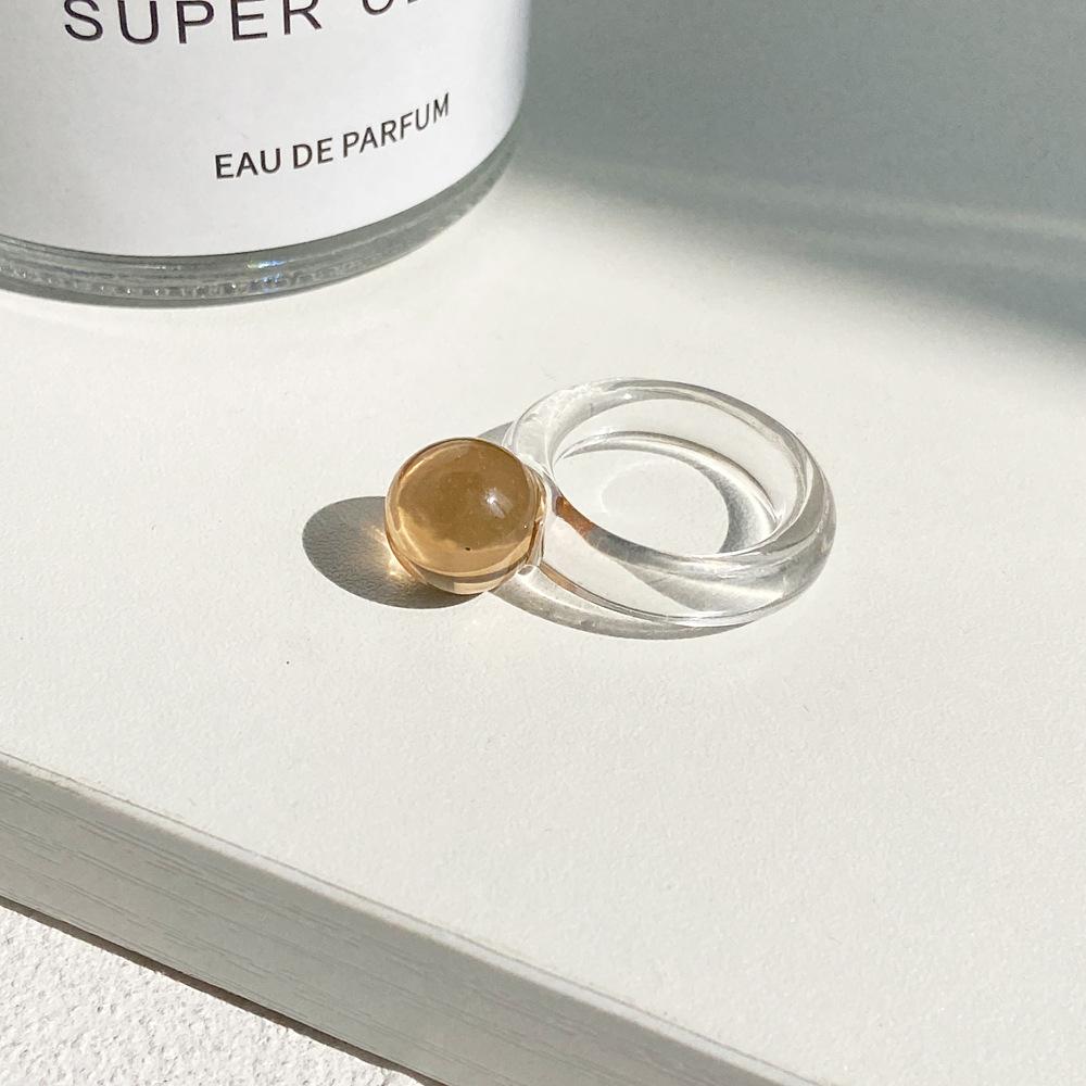 Anello da Dito Geometrico Rotondo Trasparente Colorato alla Moda in Vetro di Cristallo per Donne Amici Accessori Gioielli per Feste Estive