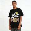 Leopard Print Baseball Softball Heart Graphic Ball Mom Casual Top Pure cotton T-shirt