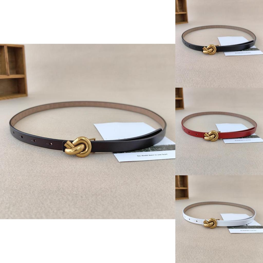Womens Leather Belt Fashion Cowhide Thin Alloy Buckle For Casual Wear