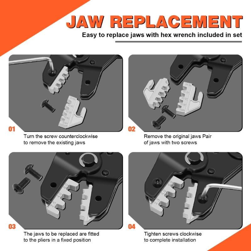 Powerful Manual Wire Crimping Tool Kit Including 6 Molds In Small Carrying Case Wiring Installation Equipment