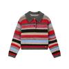 ELLE KIDS Girls' Striped Retro Polo Knit Sweater