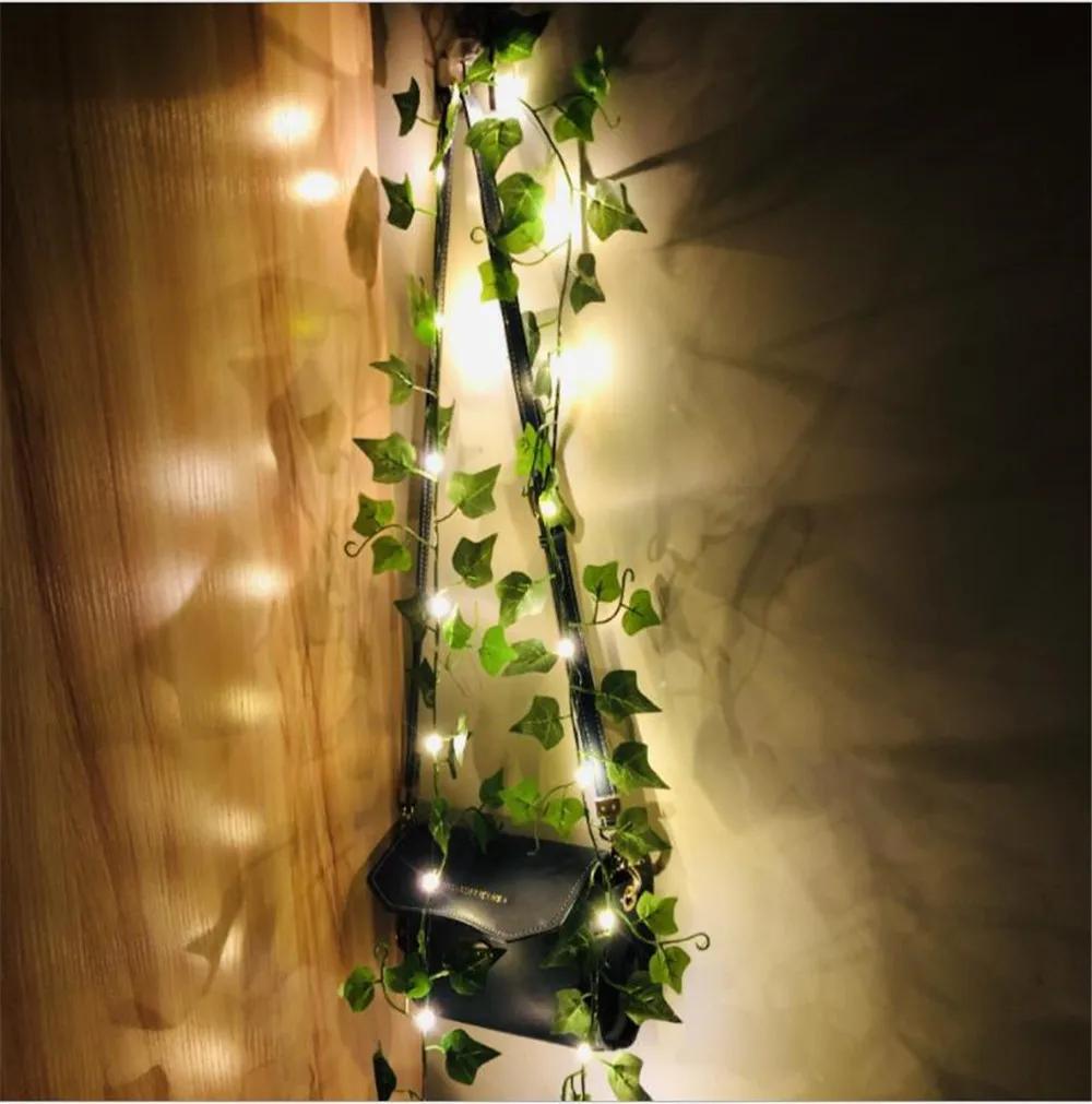 Xiaomi 2M 20 LED Green Leaf Fake Plants String Light Battery Powered Waterproof Fairy String Light for Wall House Christmas Decorations