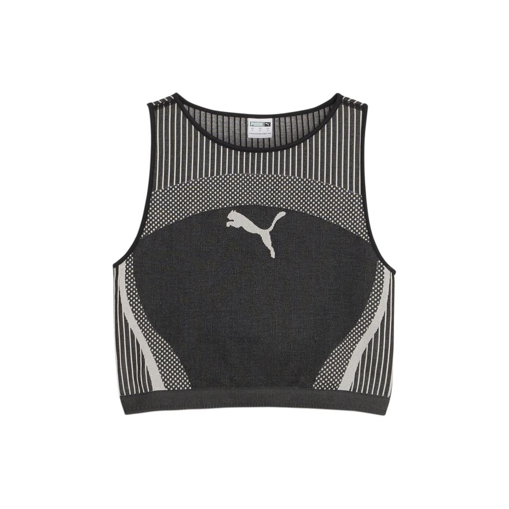 Puma Dare To Crop Top Striped Design Casual Round Neck Short Vest Women tops Black 624294-01