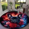 1pc Bulldog Printed Chair Rug for Home Office Use, Living Room Kitchen Game Room Round Carpet
