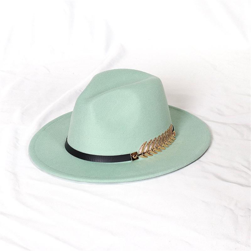 Fedora Men'S Fedora Neutral Wide Brim Jazz Hat Feather Belt Autumn And Winter British Vintage Panama Hat
