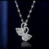 Elegant White Gold Double Swan Pendant Clavicle Necklace for Women