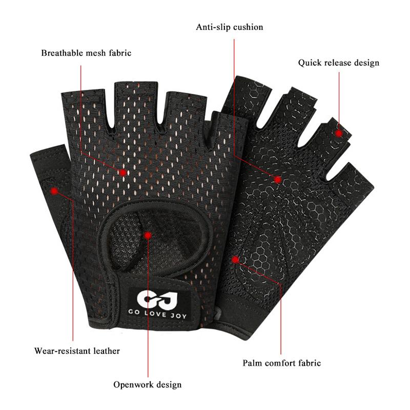 1Pair Gym Gloves Fitness Weight Lifting Gloves Body Building Training Sports Gloves Workout Half Finger Hand Protector Gloves