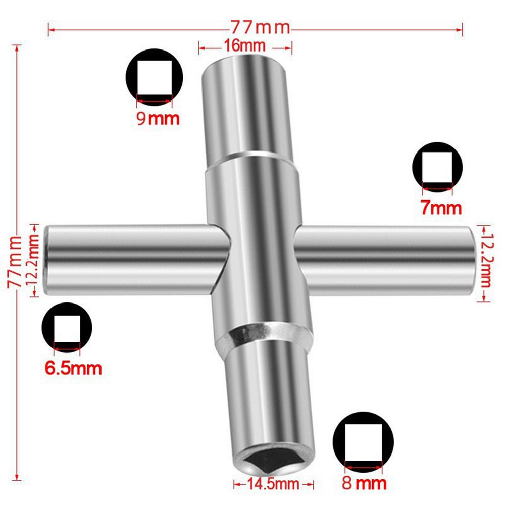 4 In 1 Universal Faucet Wrench 4 Way Steel Sillcock Key Wrench Cross Key Wrench Sleeve Socket Cross Water Key For Valve Faucet