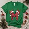 Women's Christmas Alphabet Graphic Print T-Shirt Short Sleeve Casual Top Personalised Santa Family Christmas Design Women T Shirt