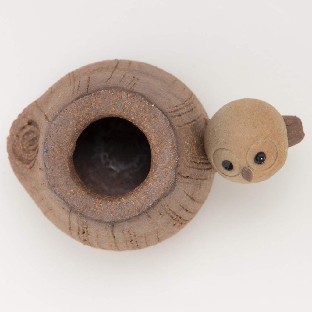 Marui Pottery Shigaraki Ware Hechimon Vase Flower Vase Single Flower Vase Brown with Owl Ceramic MR-M234