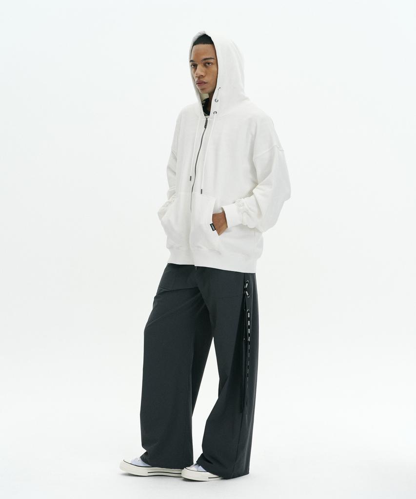 Keuleogsi Side Lace-Up Wide Pants Charcoal