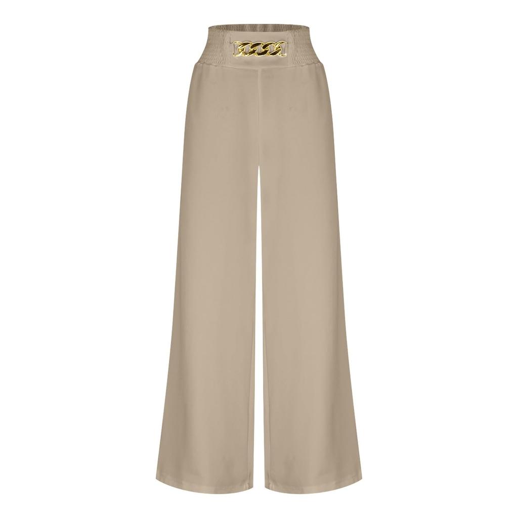 Ladies' Summer Elastic Waistband Solid Color Multi Pocket Workwear Loose Pants