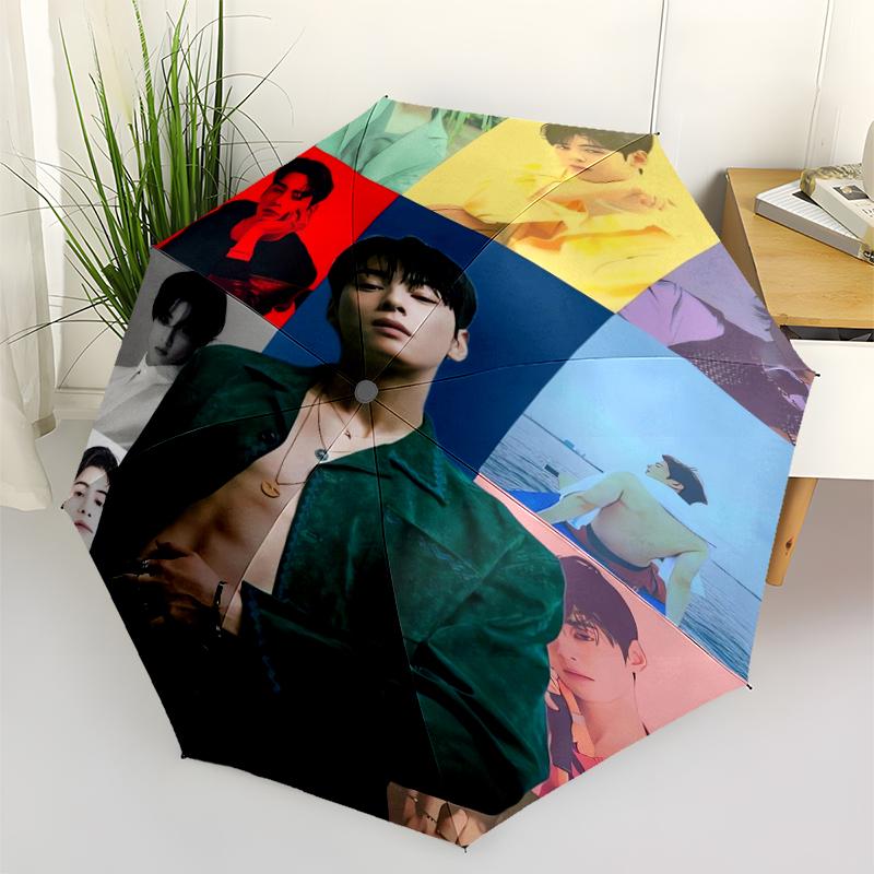 Cha Eun woo Theme Automatic Umbrella, Lightweight & Portable, 8 Rib, Perfect for Outdoor Travel, Birthdays, Christmas, Gifts.