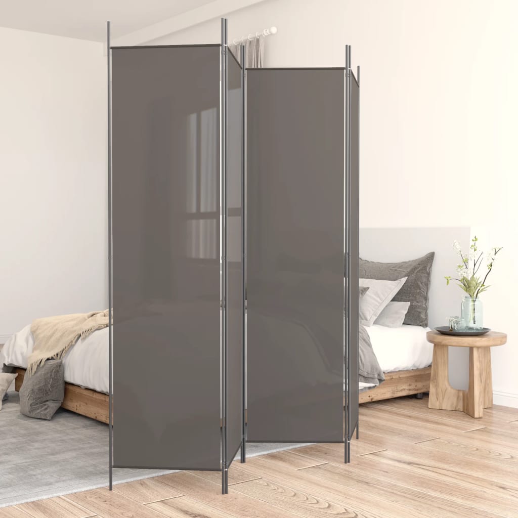 4 Piece Anthracite Room Divider 200 X 220 Cm Fabric