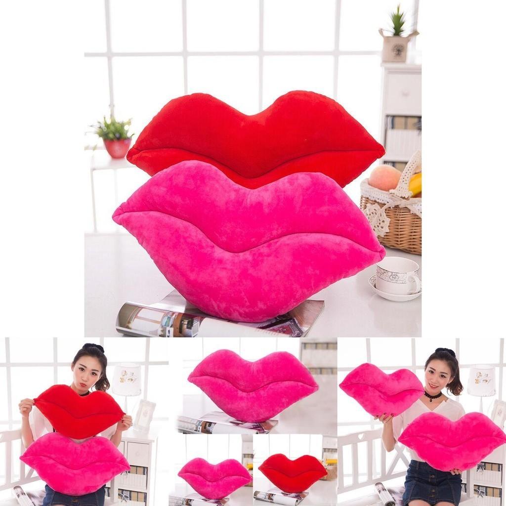 Luxuriously Soft Red Lips Shaped Plush Pillow Cushion Ideal For Comfort And Gifts