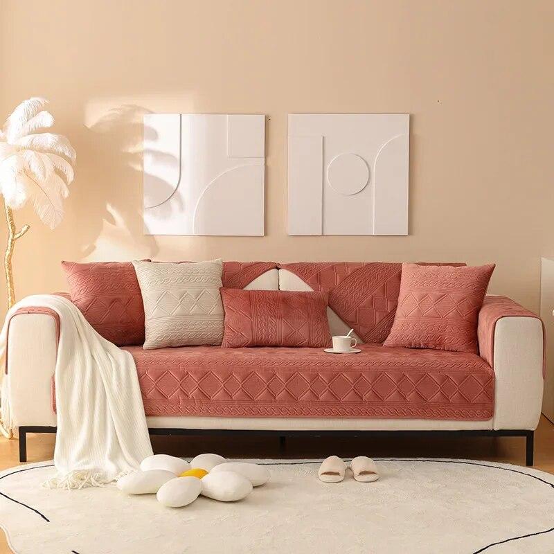 

Зимняя новая вышитая плюшевая подушка, голландская бархатная диванная подушка, современная простая утолщенная нескользящая диванная подушка, полотенце 70x70cm 1pcs