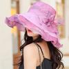 Big eaves lace sunshade women's spring and summer travel mesh yarn hat sunscreen elegant organza breathable folding sun hat