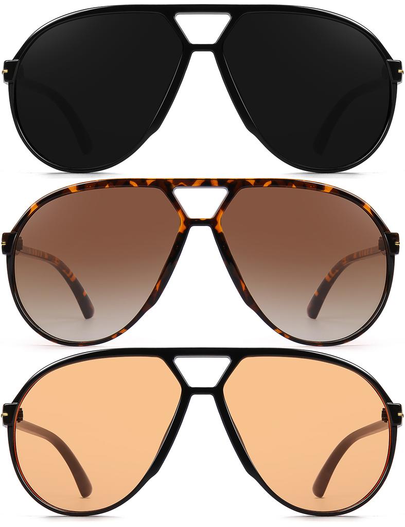 Übergroße Pilotensonnenbrille für Damen Herren Retro 70er Schild Sonnenbrille UV400 Schutz