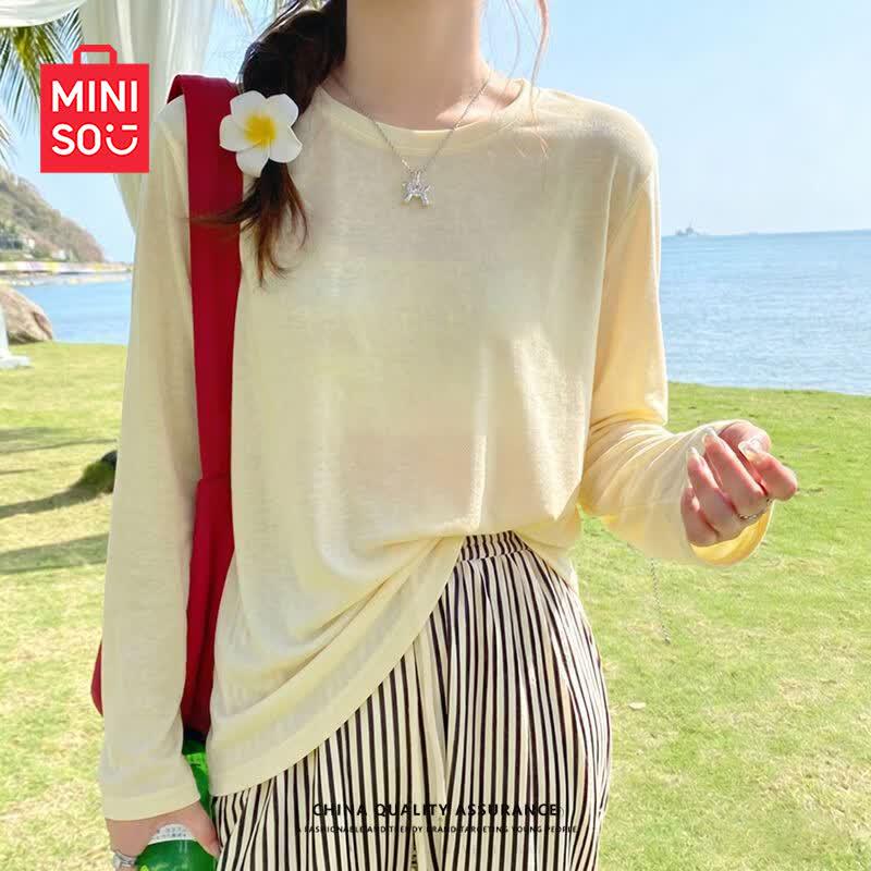 MINISO Women s Snowflake Cotton Cool Feel Long Sleeve Top M