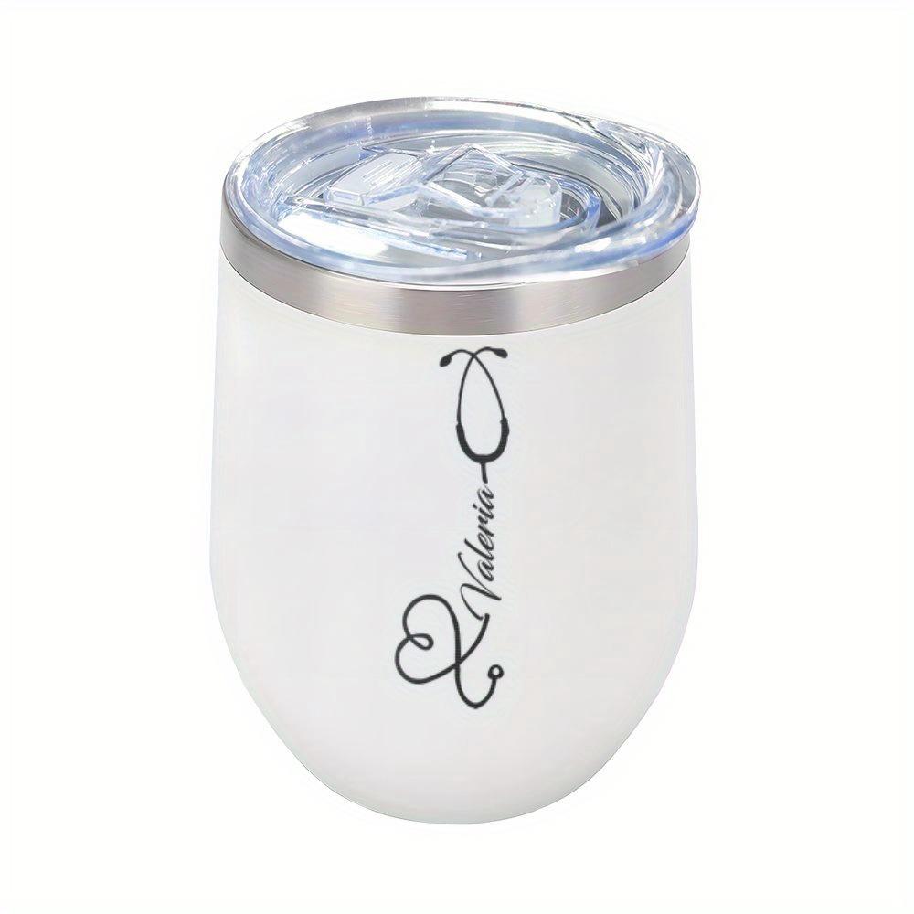 12oz Stainless Steel Eggshell Wine Tumbler Customized nurse stethoscope pattern Insulated Cup for Coffee Tea Office Home Travel белый