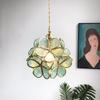 Nordic Japanese Handmade Brass and Glass Petal Chandelier for Bedroom, Bedside, Restaurant, or Entrance