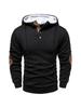 Herfst Nieuw Heren Casual Getextureerd Hoodie met Knoopsluiting & Elleboogstukken Mode Sportkleding Heren Bovenkleding