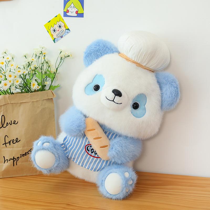 Cartoon Baking Panda Plush Toys Cute Bakery Chef Doll Children's House Pillow