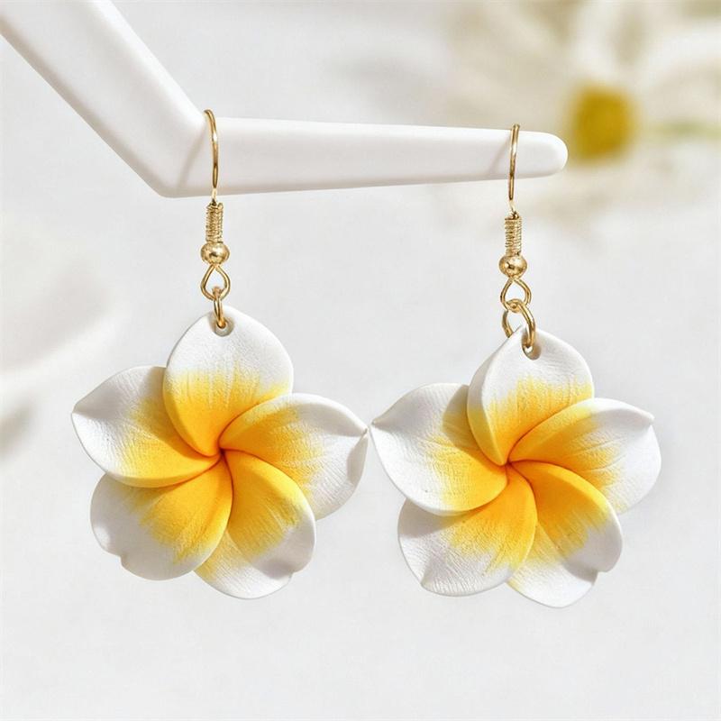 

Bohemian Big Flower Drop Earrings For Women White Green Pink Resin Flowers Pendant Earring Girls Beach Party Vacation Zircon