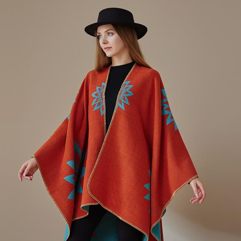 Womens Knitted Double-sided Thick Shawl Blanket Air Conditioner Room Warm Fashion Versatile Cape