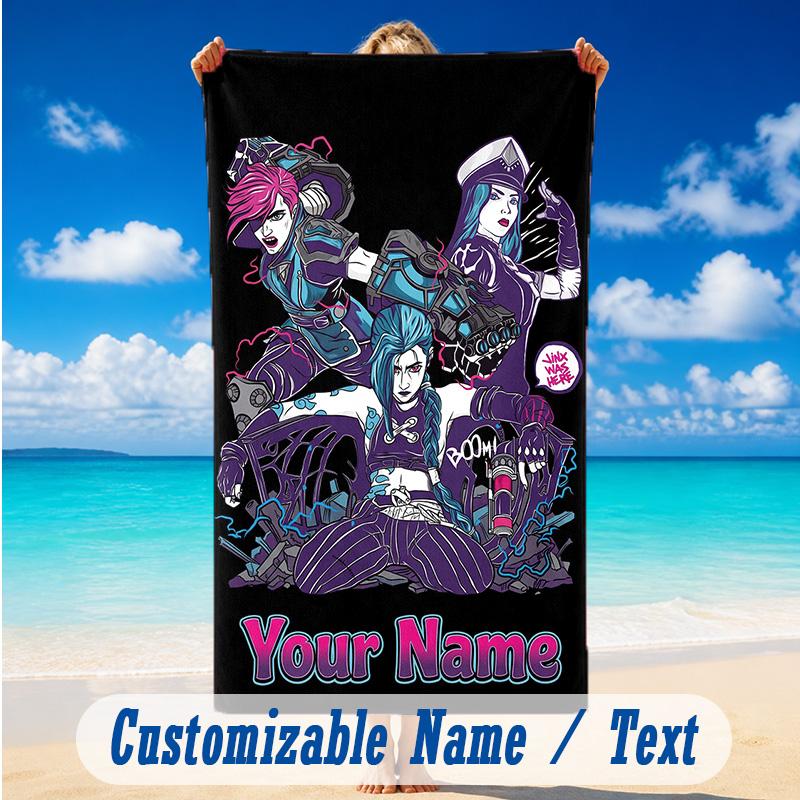 Beach Towel Custom Name Text, Quick Dry Large Towel For Beach HomeLeague of Legends
