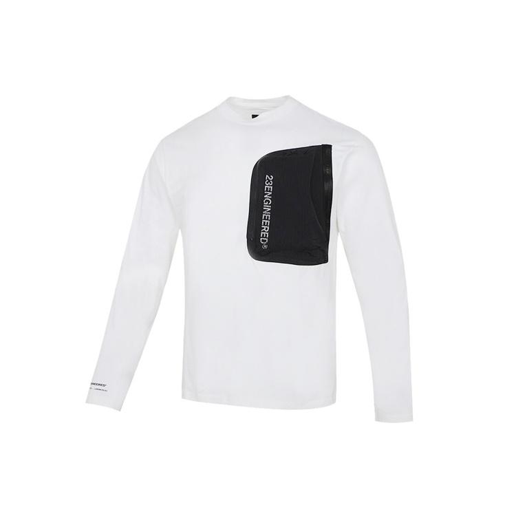 Men s Air Jordan Splicing Pocket Reflective Printing Round Neck Pullover White T-Shirt DN2050-100 M