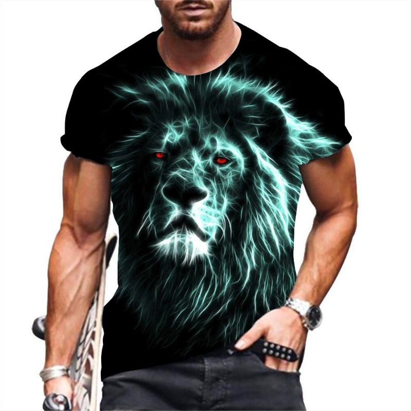 Fashion Men's Crew Neck Short Sleeve 3D Casual Color Printing Casual Short Sleeve Crew Neck T-Shirt