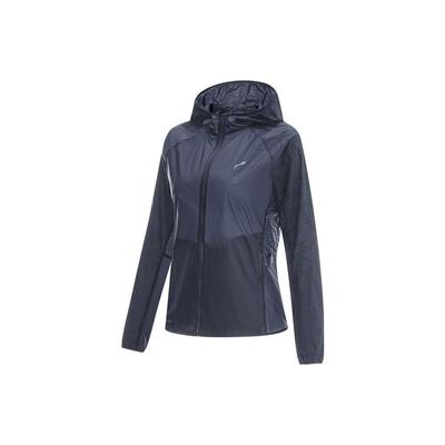 Li Ning Laufserie Einfarbig Leichte Sport-Sonnenschutzjacke Damenjacke Kalt-Sand-Schwarz Reflektierend-Silber AFDT418-2