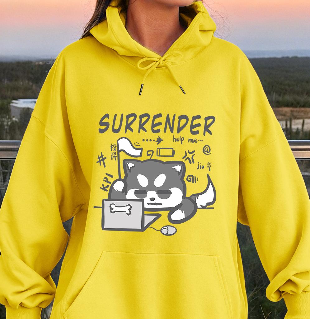 Surrender A Tired Working Dog Design Women Hoodie Cartoons Sport Streetwears Basic Street Tracksuit Casual Creativity Pullover