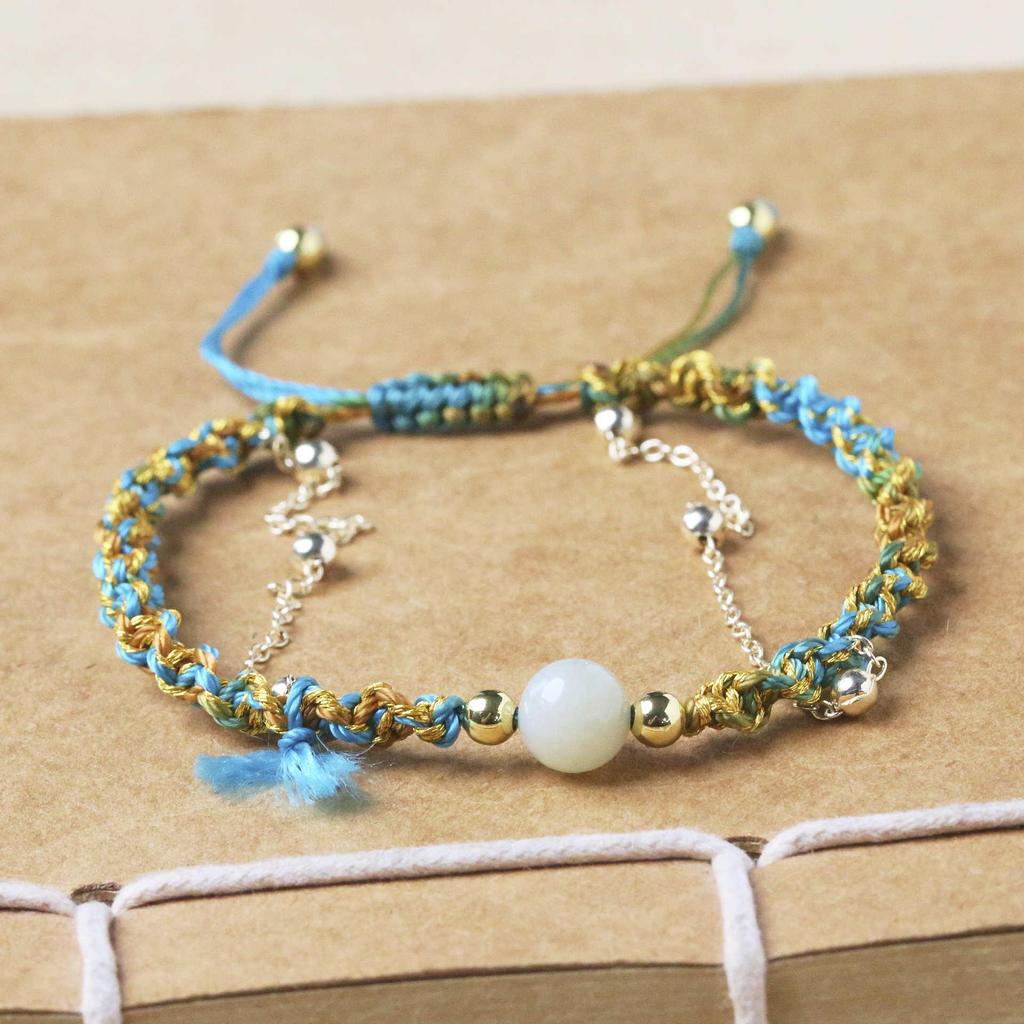 Handwoven Hetian Jade Multilayer Women's Bracelet - Retro Luxury Ethnic Design