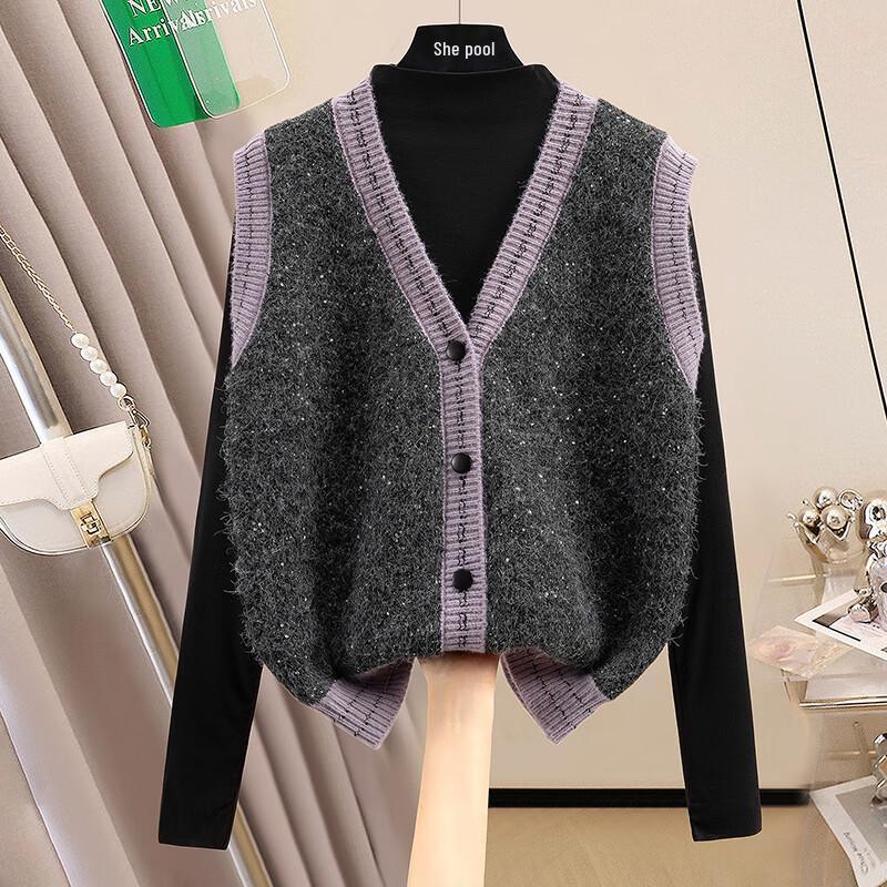 Women's Merino Wool Blend V-Neck Knitted Vest