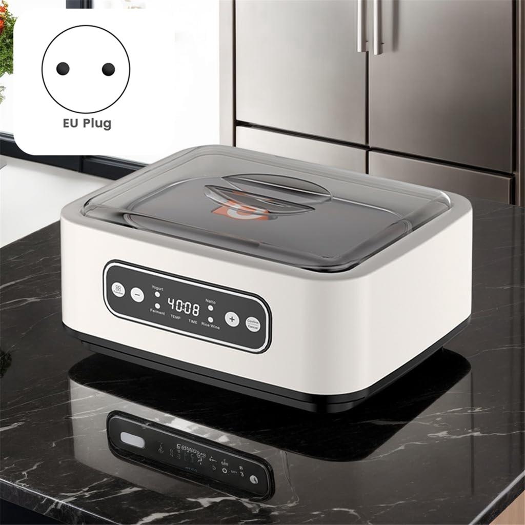 Joghurtbereiter mit Temperaturregelung, Automatische Joghurtmaschine 36 Stunden Einstellbare Zeit Brutkasten, 1,6L EU-Stecker