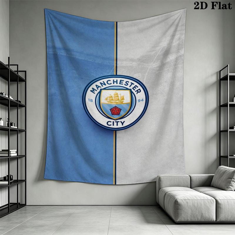 Manchester City Football Clu Wall Tapestry Aesthetic Wall Hanging Printed Fabric Blanket Decorative Tapestries for Bedroom Living Room Home Decor