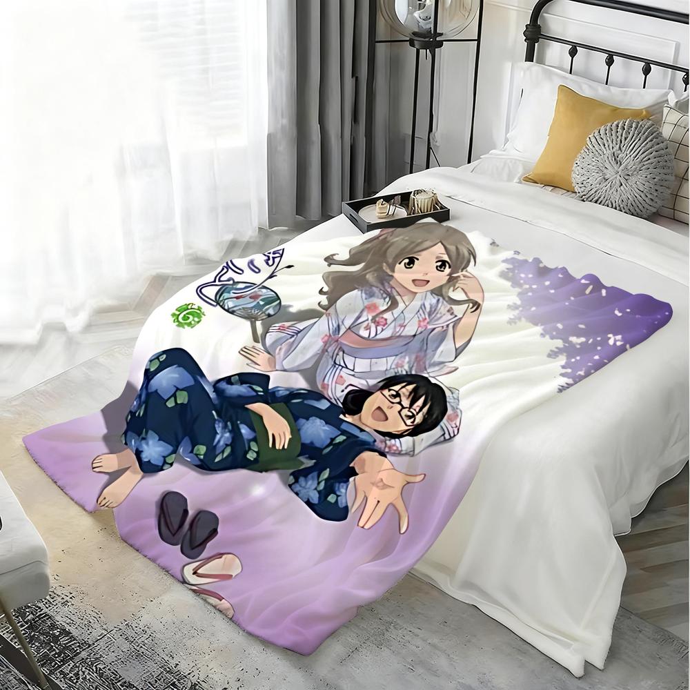 Anime Whispered Words Throw Kid-Friendly Flannel Throw Blanket Soft Warm Anti-Static Washable All Season