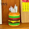 Burger Shaped Desk Accessory Giant Hamburger Pen Holder, Funny Food Organizer, Large Capacity Pencil Stand Organizer for Pens Markers, Creative