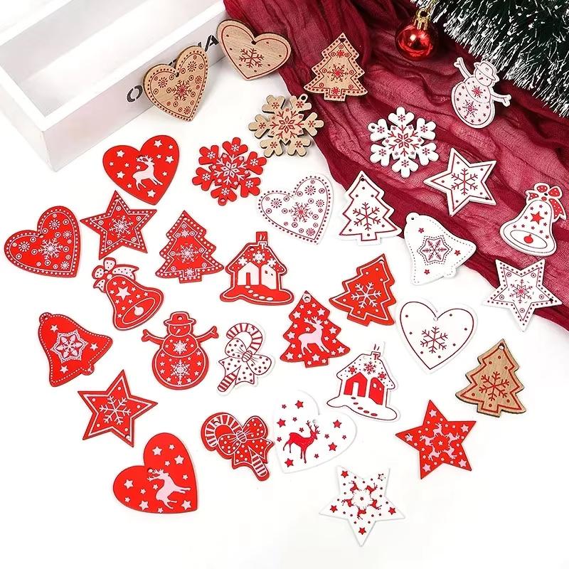 

10Pcs Wooden Christmas Decoration Xmas Tree Pendants Ornaments for Home Decor Xmas Navidad Party New Year Gift DIY Accessories