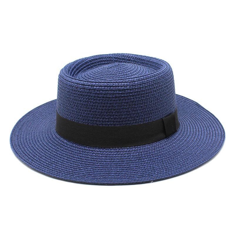 20 Color Summer Beach Sun Hats For Women Man Foldable Round Flat Top Big Brim Straw Hat Solid Color Outdoor Holiday Visor Caps