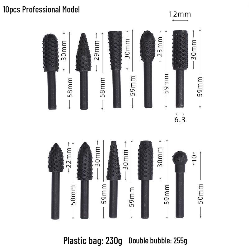 5-Piece Woodworking Rotary Burr Set - Irregular Shape Carving & Grinding Heads