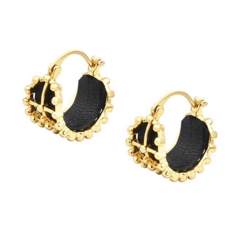 Vintage Black Series Stud Earrings 925 Silver Needle Minimalist High-End Personality Accessories for Women