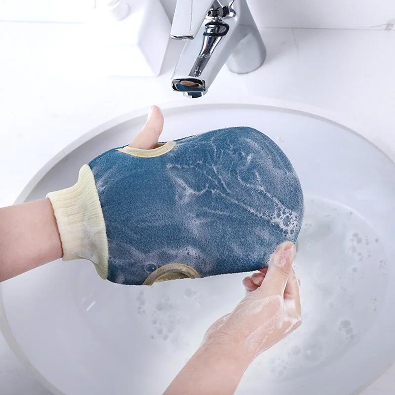 Shower Spa Exfoliator Two-sided Bath Gloves Body Cleaning Scrub Mitt Rub Washcloth Body Scrubber Rubbing Towel Gloves
