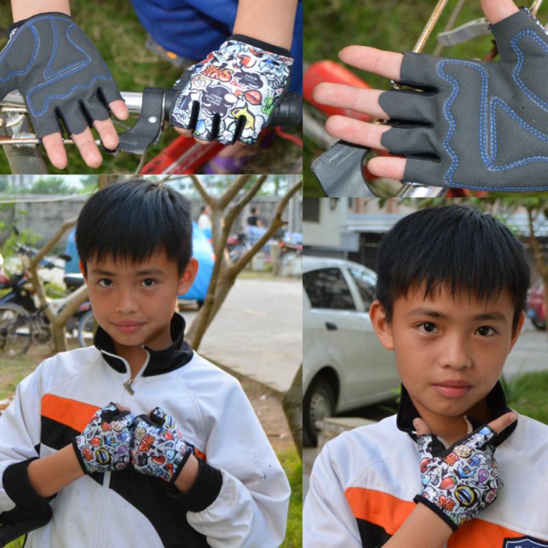 2026 New Outdoor Sports Gloves Silica Gel Microfiber Comfortable Durable Short Finger Children Half Gloves For Children Cycling