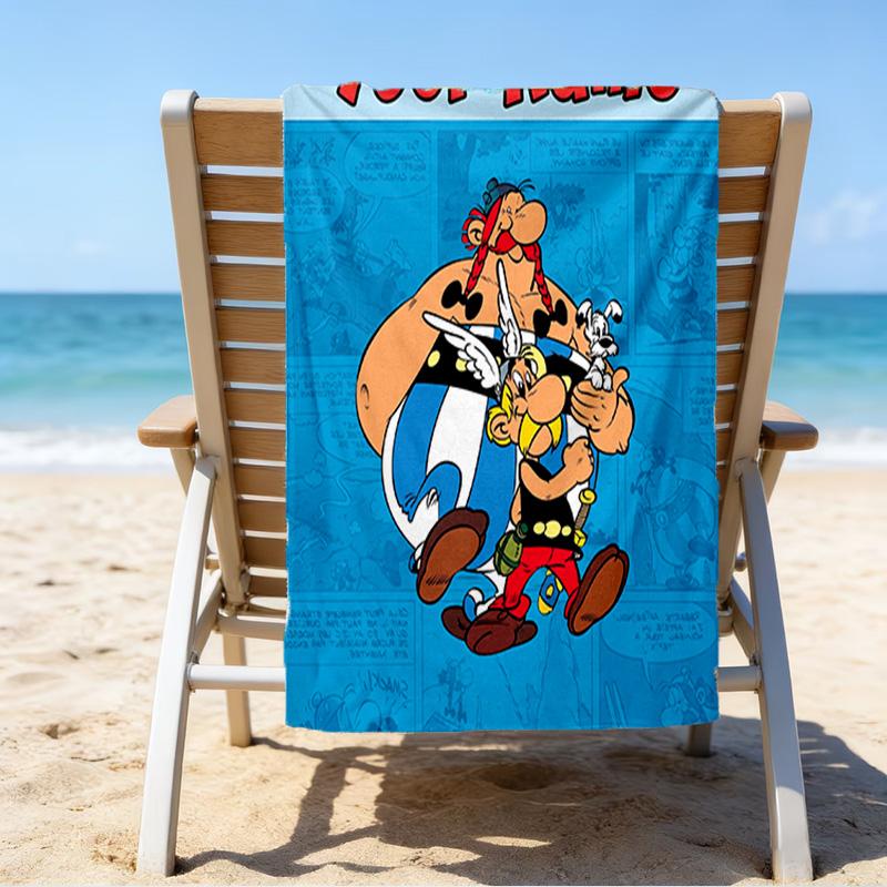 Custom Name Beach Towel Asterix Friends Beach Towel, Soft Microfiber, Gift for Her/Him, Birthday, for Pool, Beach, Travel, Fan gifts